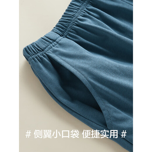 
Hengyuanxiang pure cotton pajamas men's summer short-sleeved shorts for boys' home clothes cotton set breathable thin style 16759 L (suggested 110-115Jin [Jin equals 0.5 kg])