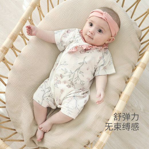 
Bali pig baby clothes summer thin baby girl princess ha-shi Modal short-sleeved newborn ins wind baby jumpsuit shallow wind Qilin 73cm