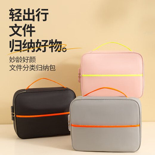 Gray Duck (None) New Certificate Storage Bag Family Passport Document Storage Box Large Capacity Contrast Color Portable Travel Card Case Storage Bag Gray Three-layer Lock [35x26x11cm]