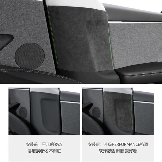 完壮适用特斯拉焕新版model3中柱防撞贴安全带b柱防踢垫内饰改装配件 model3焕新版门柱贴 A款 9894黑