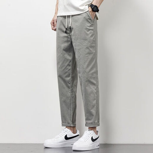 Zipjbx Pantalones casuales para hombres Summer delgados holgados rectos 2025 Workwear Brand Longitud deportiva de nueve puntos 9904 Dark Grey + Black [2 tiras] M [sugerido 90-110Jin [Jin equivale a 0.5 kg]]]
