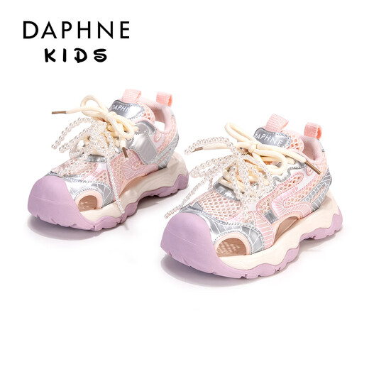 
Daphne Daphne Girls Sports Sandals 2025 Summer New Children's Shoes Single Net Breathable Casual Shoes Girls Dad Shoes Pink 32 Feet Length 19.8-20.3