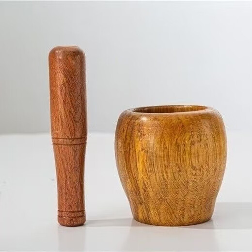 Youke jujube wood garlic pounder stone mortar old-fashioned manual pounder artifact household grinder press garlic paste pounder beech wood small size 8.5_8.5 cm