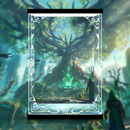 Saikoyou is suitable for Wind Walker Statue Breeze Ring Sculpture Acrylic Display Box Transparent Storage Dust Cover (Collection S Level) Wood Grain Light Box Printing Model 43*53*60CM (inner dimensions not included)