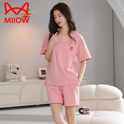 猫人（MiiOW）2025年新款睡衣女夏季爆款纯棉短袖甜美休闲运动家居服套装 Z9854 M 【建议80-100斤穿】