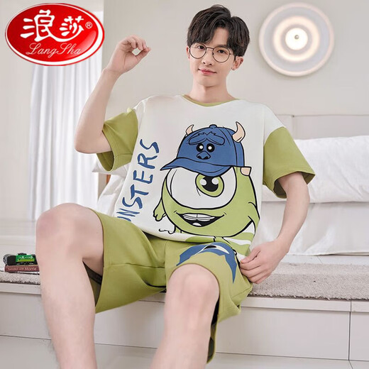 Langsha Herren Pyjamas Sommer Pure Cotton Short Sleeve Shorts Dünne niedliche Cartoon Teenager Großgröße Jungen Kleidungsanzug Daimeiya-6627 m kleiner Größe M Code (70-90jin [Jin entspricht 0,5 kg]))