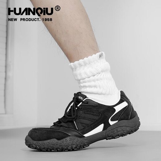 
Global black sneakers men's 2025 summer new outdoor non-slip hiking shoes ugly cute big-head casual dad shoes black 39