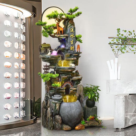 Ihre Sekretärin groß angelegte Landung Rockery Fließende Wasserbrunnen Ornamente eröffnen Geschenk Wohnzimmer Reichtum Feng Shui Wheel Hochbergzirkulation Wasserdekoration 9923 Kleine Trompetenhöhe 108 cm