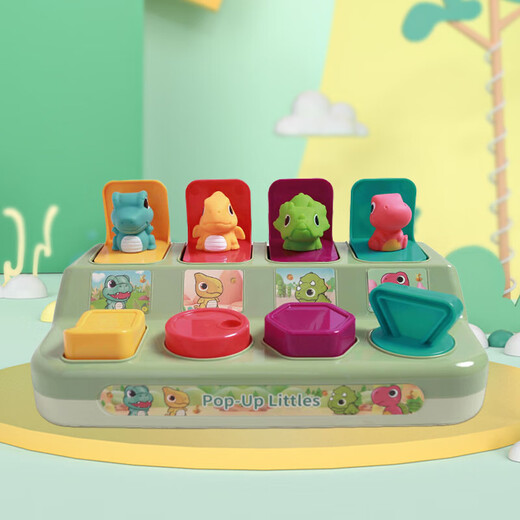 Peek-a-boo Pop-up-Ursache-Wirkungs-Spielzeug, Dinosaurier-Schaltkasten, Knopfkasten, Überraschungsbox, Baby-Puzzle, 1–3 Jahre alt, Dinosaurier-Schaltkasten