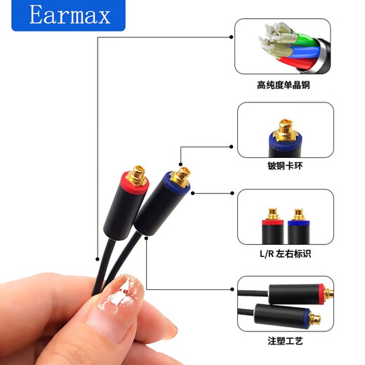 
Earmax for Shure SE215 SE535 846 N40 N5005 N1AP type-c to MMCX headphone cable Black Typec/ mmcx cable control version