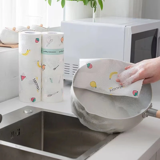 Jepoo non-woven disposable rags, environmentally friendly non-woven disposable dish towels, printed 1 roll*50 pieces*