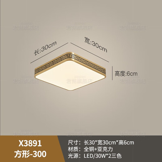雷士（NVC）2025新款2025新款室外吸顶灯防虫防水进门灯中式别墅全铜入户灯花 1W X3891/圆形50CM/三色可调