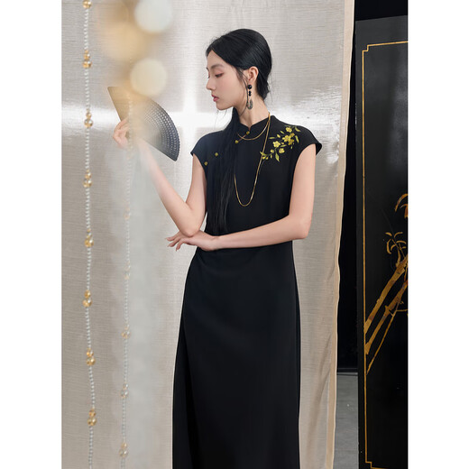 SANDAI 2025 Herbst Neuem modifiziertem Cheongsam -Rock gestickt
