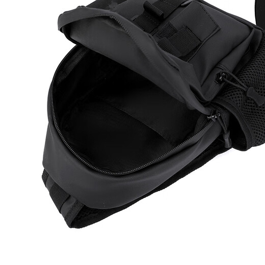 Zhizhou Luya bag multifunctional diagonal waist bag for river fishing, single shoulder fishing gear bag, waterproof and convenient fishing rod bag storage bag, black and gray-canvas scratch-resistant, free rod strap