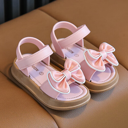 Children's Princess Sandals 2025 New Summer Anti-Slip Soft Sole Girls' Velcro Velcro Small Children's Baby Beach Shoes Black 35 Inner Length 21CM