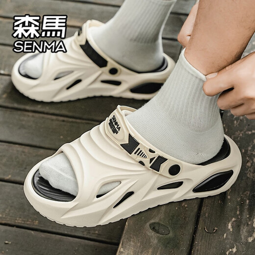 Sandales Semirir Sandals Men's Summer Sole collant Sandals décontractés Sandales Mens extérieures étanches Sports antidérapants Sports Black Grey 41 [41-42 Même taille]
