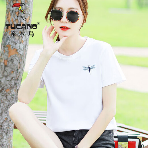 Camiseta de manga corta de moda de carpintero de carpintería de carpintería de carpeta de mujer con carcasa simple versátil de mujer 2025 nuevo top 9793 menta green_short manga m_ (sugerida 80-105jin [Jin equivale a 0.5 kg])