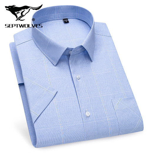Sieben Wolfs 2025 Sommer Herren-No-Lösungs-Kurzärmel-Shirt mittleren Alters im mittleren Alter Profi Kleidung Fashion Comfort High-End-Baumwoll-Shirt DX6629 45