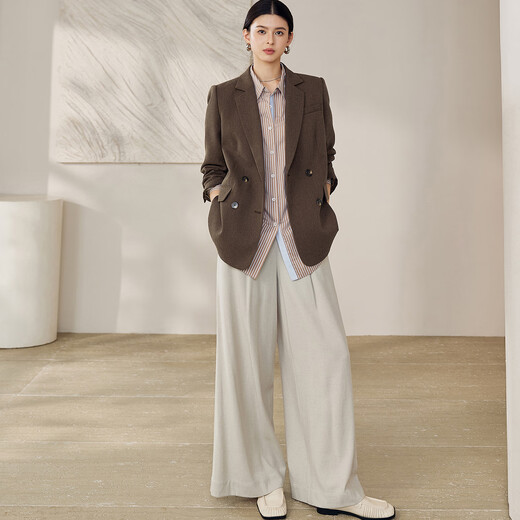
ROEYSHOUSE LOOK casual loose striped shirt women 2025 autumn new style lapel shirt long sleeve top 12609 striped S