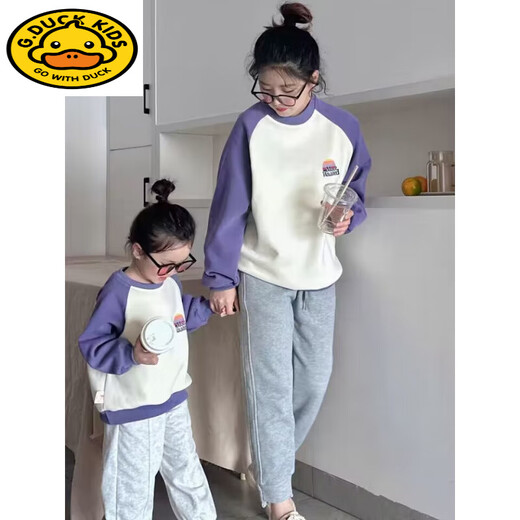 G.duck different parent-child outfits for a family of three mother and daughter 2025 new special parent-child outfits mother-child spring and autumn sweatshirts hit the street purple spring and autumn 150