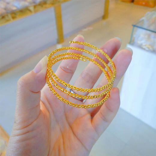 Laomiao Sansheng III Explosive Bounce Beads Bracelet Gold-coated Silver Three Circle Bracelet Non-fading Retractable Memory Elastic Bracelet Explosive Bounce Bead Bracelet Five Circles