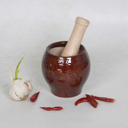 Enshousu ceramic garlic mortar garlic pounder coarse pottery radium bowl garlic paste chili salt home kitchen garlic pounding jar main picture