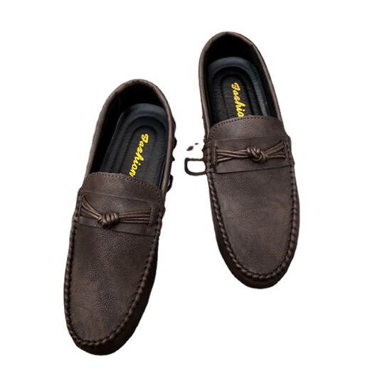 Changxiang Huili Herren Beans Schuhe koreanische Version der geschäftlichen Arbeit lässige Lederschuhe atmungsaktiv und vielseitig ohne Rutsch einstufige Männerschuhe 2025 Sommer D826 Black 39