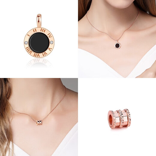 MHFDO gold pendant single pendant alone women's silver necklace color gold pendant without chain rose gold color gold with silver single chain rose gold 38+5cm extension chain