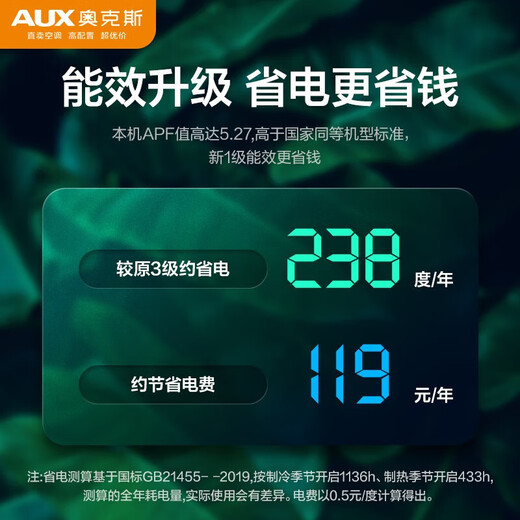 AUX air conditioner hanging large 1 HP new level energy efficiency quiet power saving frequency conversion heating and cooling wall-mounted KFR-26GW/BpR3AQF19 (B1)