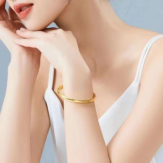 MHFDO Old Phoenix 999 pure gold solid push-pull bracelet with plain ring, adjustable light luxury pure gold bracelet as a gift for mother, gold glossy push-pull bracelet, adjustable, quantity 12.68 grams, factory direct delivery/small quantity