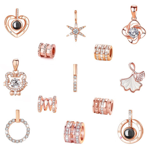 MHFDO gold pendant single pendant alone women's silver necklace color gold pendant without chain rose gold color gold with silver single chain rose gold 38+5cm extension chain