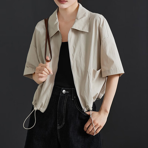 Sophiesel Lapel Camper Save String Jacket for Women 2025 Summer Fina de moda versátiles transpirable Top White S