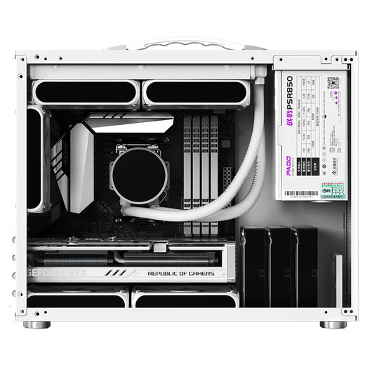 半岛铁盒N4手提小机箱迷你MATX侧透240水冷小尺寸台式机电脑主机箱 白色+极光ARGB风扇【3正2反】