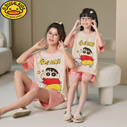 G.DUCKKIDS儿童睡衣夏季薄款女童草莓熊短袖套装女孩纯棉家居服亲子装母女装 6636库洛米 165 妈妈S码140-155CM约70斤