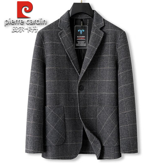 Pierre Cardin двустороннее шерстяное пальто мужское короткое толстое осенне-зимнее шерстяное пальто плюс размер свободный шерстяной клетчатый костюм серого цвета 2XL