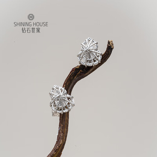 Diamond Family PT950 platinum earrings, gourd platinum earrings, platinum earrings, sparkling holiday gifts for girlfriend, single, about 1g