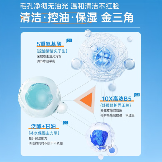 Fan Yongchen Amino Acid Facial Cleanser for Men and Women, Oil Control, Acne, Mite Removal, Blackhead Removal, Deep Cleansing, Shrinking Pores Facial Cleanser, Take one or two shots, B5 Facial Cleanser 100g*2