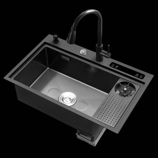 TLXT ultrasonic sink dishwasher multi-function intelligent cleaning machine kitchen integrated 304 stainless steel vegetable pool Black King Kong ultrasonic + purification double trough 12048 digital display