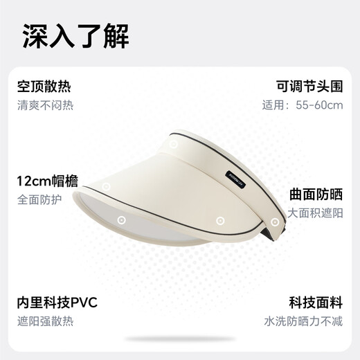 MISSION UV防晒帽女士遮阳帽太阳帽空顶帽凉帽夏季户外遮脸防紫外线帽子女