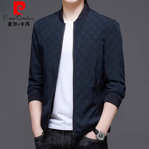 Pierre Cardin 2024 Spring and Autumn New Men's Chaqueta masculina de mediana edad y joven chaqueta de cuello de béisbol informal J9906 Negro L/175 Recomendado 120-135Jin [Jin equivale a 0.5 kg]