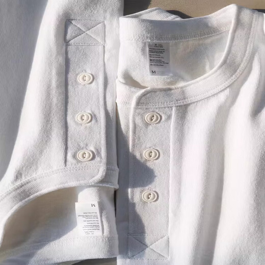 Kuraishi Kazuki trendy American Henry collar long-sleeved T-shirt men's spring and autumn pure cotton sweatshirt men's bottoming Henry shirt black 250g pure cotton L 130-155Jin Jin equals 0.5 kg