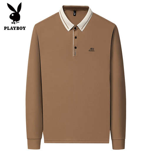 
Playboy men's long-sleeved T-shirt 2025 spring and autumn thin middle-aged dad printed lapel POLO base shirt autumn top men 16823 black 2XL 180 [suggested 155-170Jin [Jin equals 0.5 kg]]