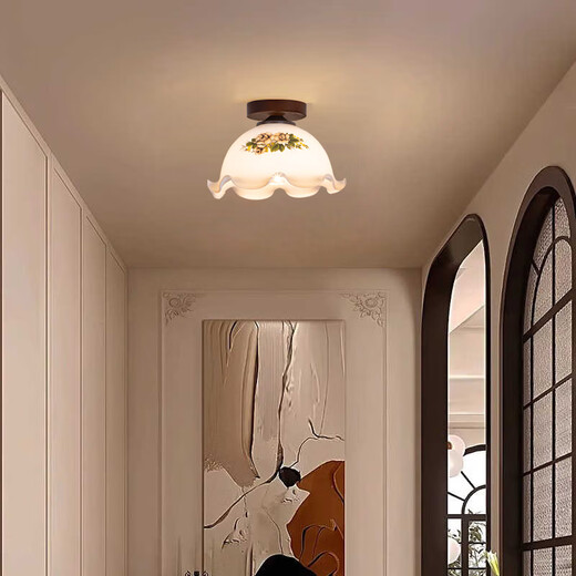 
Linba (LINBA) 2025 new aisle light corridor light creative art medium-old single-head entrance hall entrance balcony small ceiling light 3271 single-head ceiling (peach wood color) eye protection three-color light