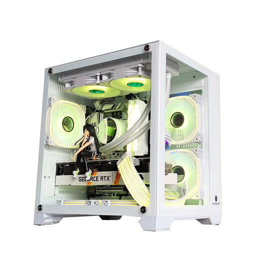 Wanjia Gu Yongzhe MINI weißes Computergehäuse Desktop MATX Zimmer mit Meerblick, 240 integrierte wassergekühlte, vollseitig transparente ITX-Desktop Gu Yongzhe MINI weiß + Prisma weiß RGB sieben Lüfter