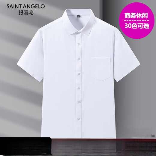 Announcement Bird 2025 Ice Silk Free Iron Shirt Men's Versatile Business Short Sleeve Drooping Daddy's Outfit White Navy DX6624 DX6624 41 Suggested 145-160Jin [Jin equals 0.5 kg]