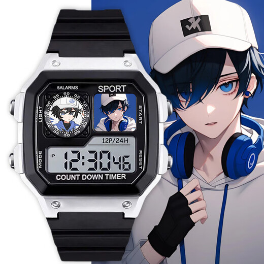 Myopole Identity Fifth Mercenary Naibu Cute Watch Student Waterproof Electronic Watch Small Square with Alarm Clock [Stylish Silver Black] D9274 Electronic Watch [Imported Movement + Extra Long Standby] Gift Box