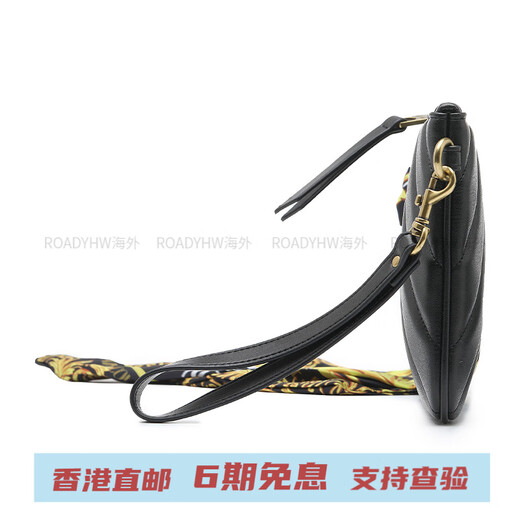 Versace (Versace) SS23 Dekorativer Schal Abnehmbarer Schultergurt Umhängetasche Abnehmbares Handkupplung Frauenmodell Schwarzes Schwarz Basic Pack (Bag + Staubbeutel)