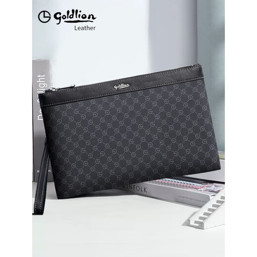
Goldlion men's brand men's handbag large capacity envelope bag high-end 2025 new fashion clutch [Black-gift box packaging]