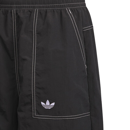 阿迪达斯 （adidas）童装25夏儿童短裤三叶草男女中大童梭织斜纹布运动五分裤子KG6629 KG6629 黑色 165 （吊牌164）