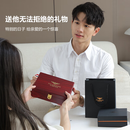 Portefeuille masculin Falamone Men de vache en cuir de vache en cuir pour offrir des cadeaux pour le petit ami de petit ami cadeau de la Saint-Valentin chinois [boîte cadeau en bois massif] xy302-1
